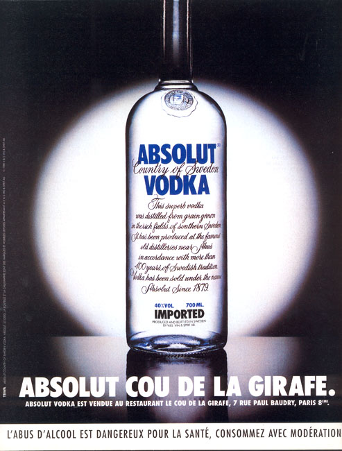 Campagne Absolut - Boîtes de nuit - France - Absolut Cou de la girafe