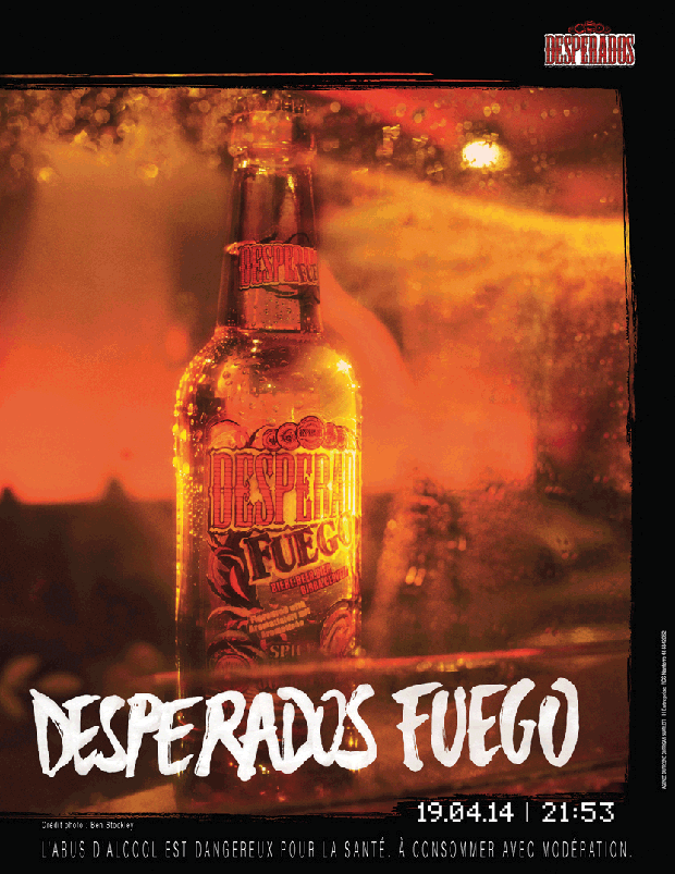 Publicité Desperados - Moments - 19/04/14 - 21h53 - Desperados Fuego - Photo d'une bouteille dans un miroir - Agence Dufresne Corrigan Scarlett - Photo Ben Stockley - 2014