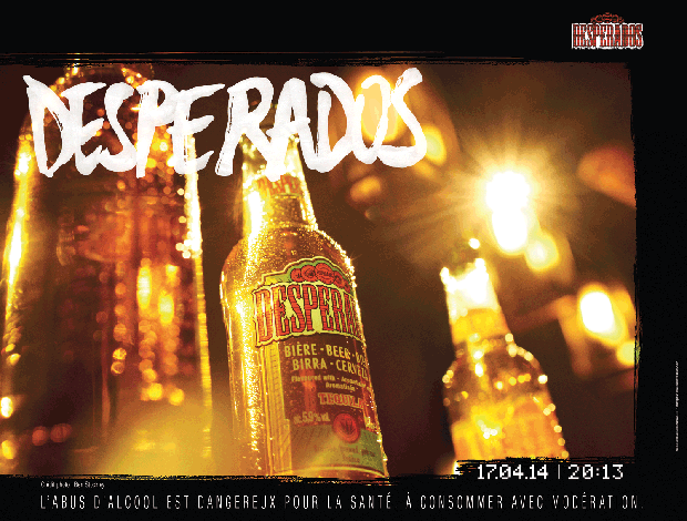 Publicité Desperados - Moments - 17/04/14 - 20h13 - Desperados - Photo de bouteilles en contre-plongée - Agence Dufresne Corrigan Scarlett - Photo Ben Stockley - 2014 - format horizontal