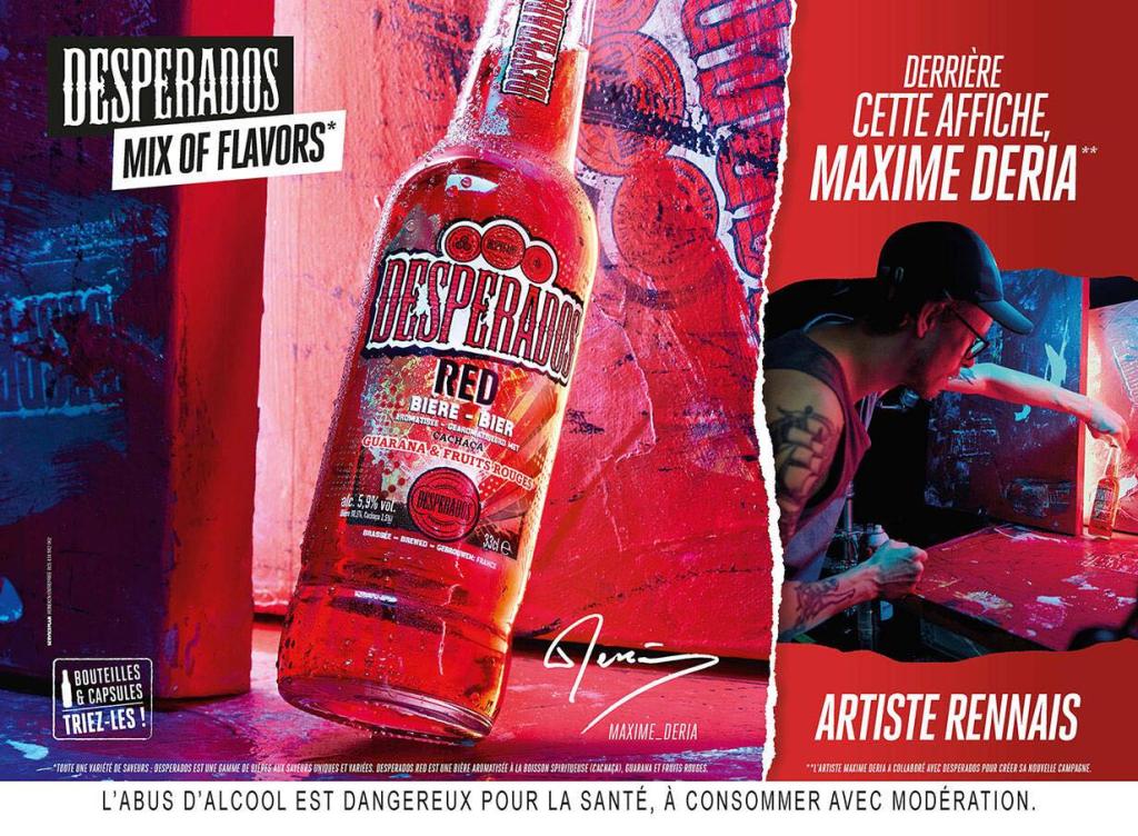 Publicité Desperados - Mix of Flavors - Bouteille de Red - Derrière cette affiche Maxime Deria - Rennes - Agence Service Plan - 2023