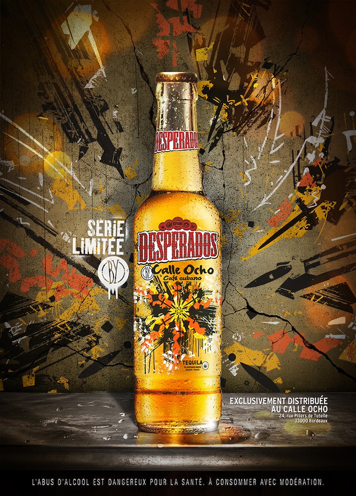 Publicité Desperados - Séries limitées Bars - Exclusivement distribué au Calle Ocho (Bordeaux) - Agence Dufresne Corrigan Scarlett - Collectif 9ème concept - 2013