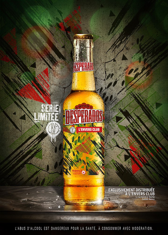 Publicité Desperados - Séries limitées Bars - Exclusivement distribué à l'Envers-Club (Nancy) - Agence Dufresne Corrigan Scarlett - Collectif 9ème concept - 2013