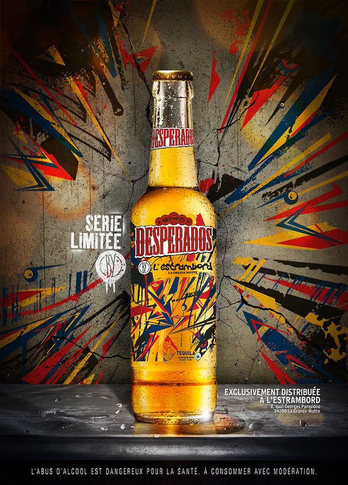 Publicité Desperados - Séries limitées Bars - Exclusivement distribué à l'Estrambord (La Grande Motte) - Agence Dufresne Corrigan Scarlett - Collectif 9ème concept - 2013
