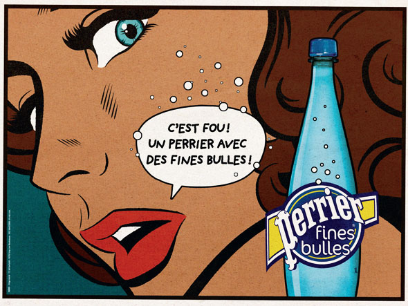 Affiche Perrier - Fines Bulles - version anglaise - C'est fou ! un Perrier avec des fines bulles