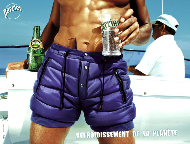 Publicité Perrier - Refroidissement planète - Short doudoune