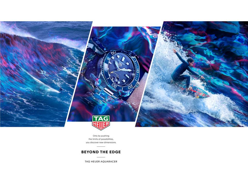 Publicité Tag Heuer -Beyond the edge -surfeur - format horizontal