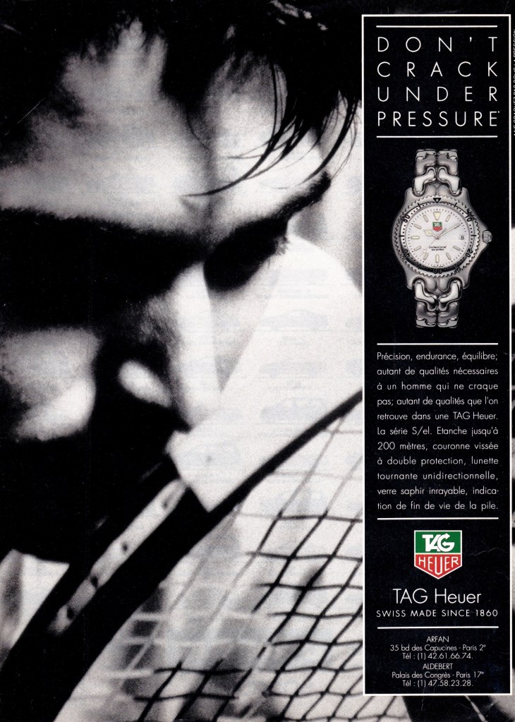 Publicité - Tag heuer - Don't crack under pressure - tennisman