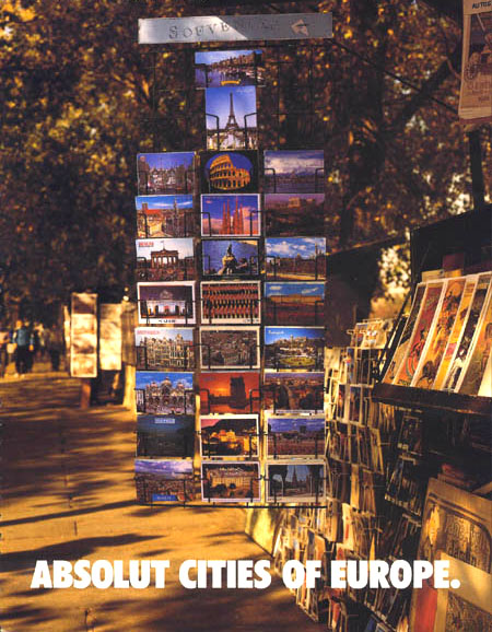 Campagne Absolut - Villes européennes - présentation - cartes postales