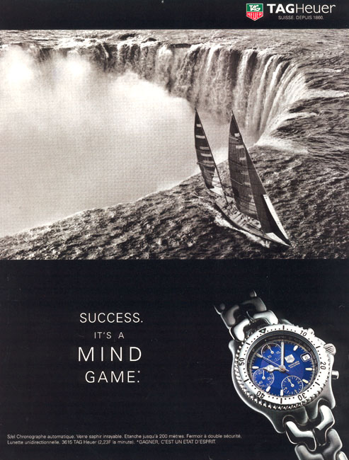 Publicité Tag Heuer - Success it's a mind game - Voile - Chute d'eau - Agence BDDP - 1995