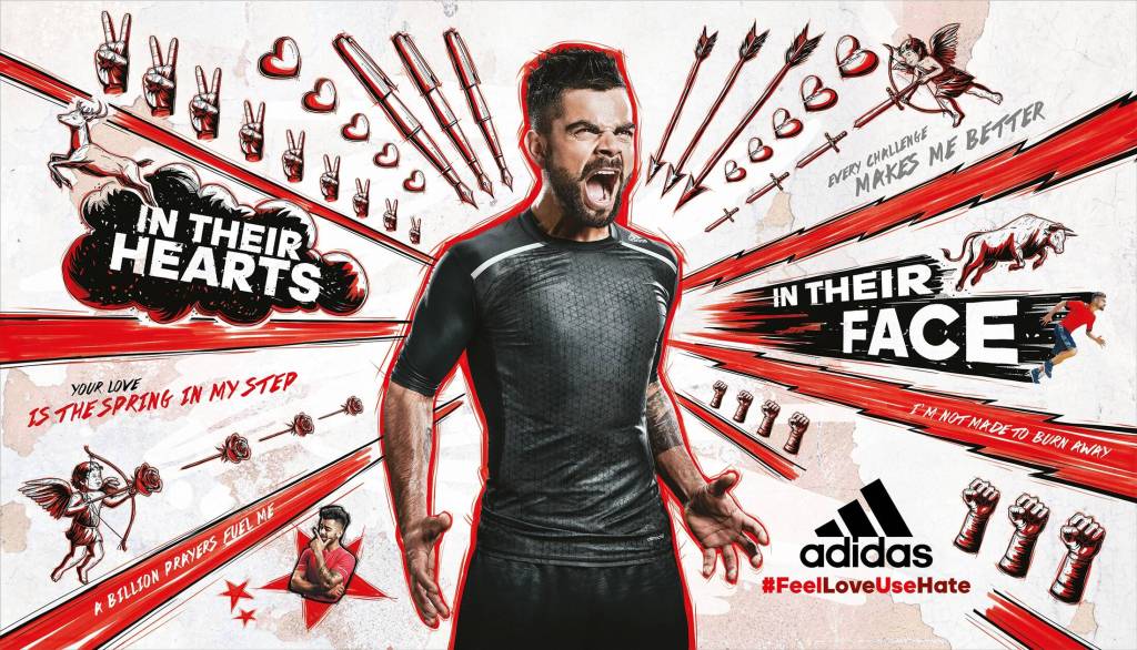 Publicité Adidas - Inde - #feelLoveUseHate - In their Hearts, in their Face - Red