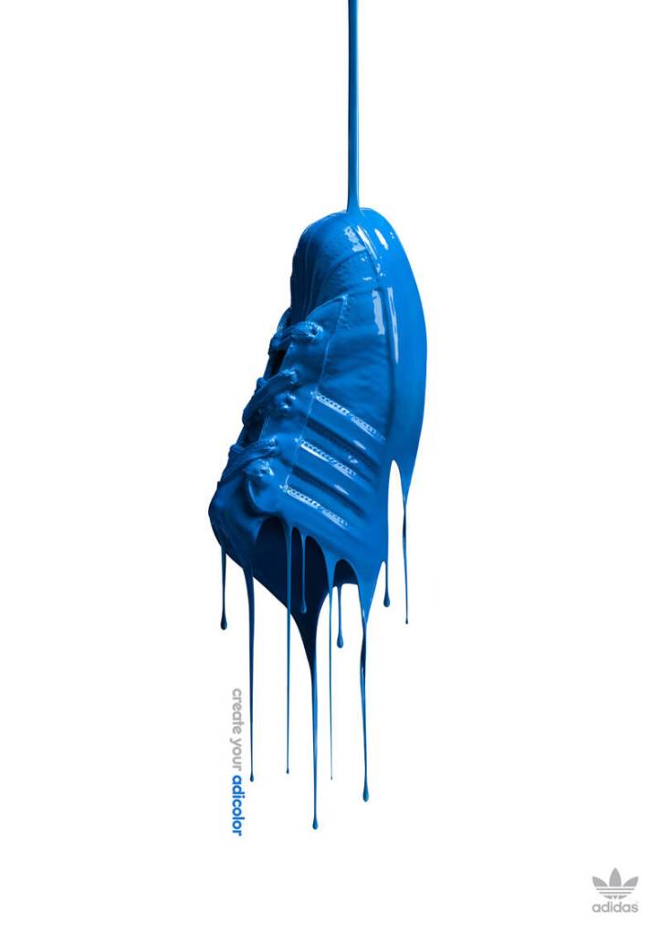 Publicité Adidas - "Create your Adicolor" - Coulée peinture - Bleu