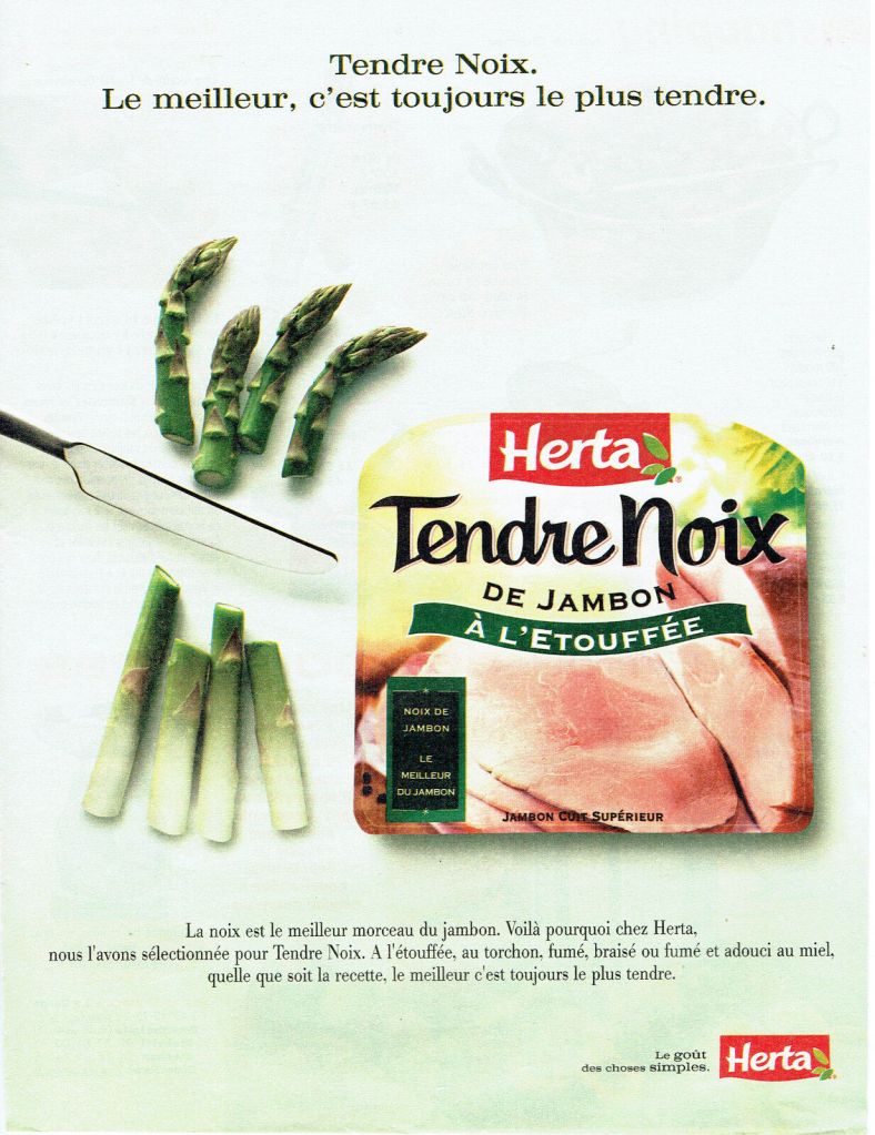 Annonce presse - Herta - Le goût des  choses simples - Jambon - Tendre Noix - Asperges
