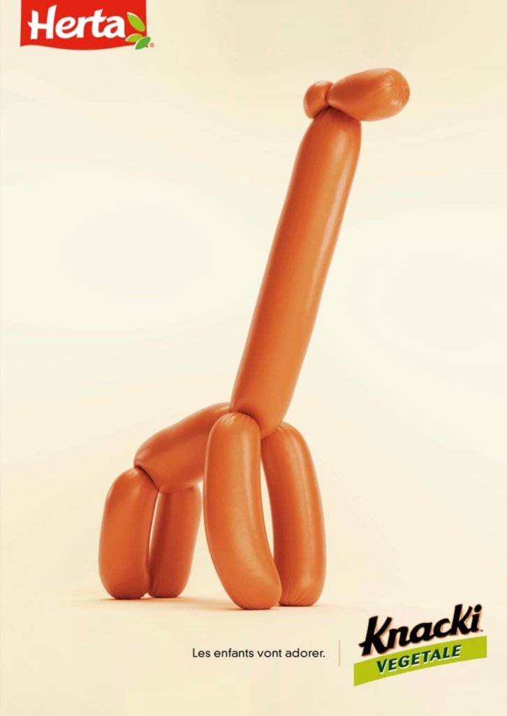 Publicité Herta - Knacki végétale - Baudruche - Girafe