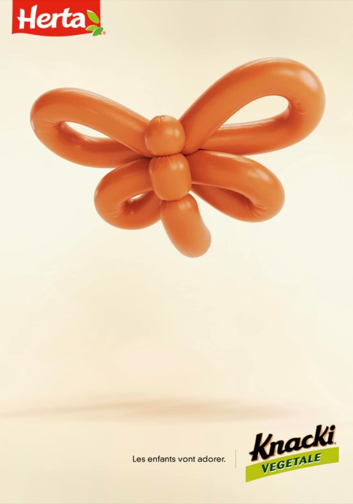Publicité Herta - Knacki végétale - Baudruche - Papillon