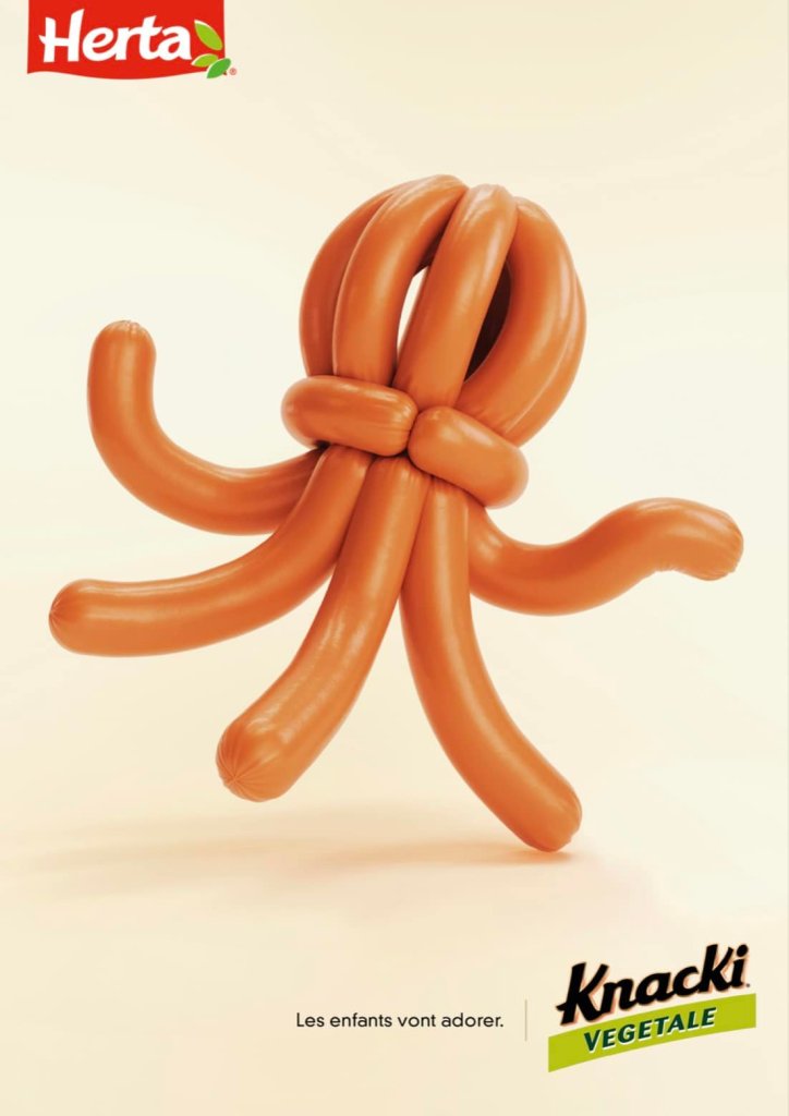 Publicité Herta - Knacki végétale - Baudruche - Pieuvre