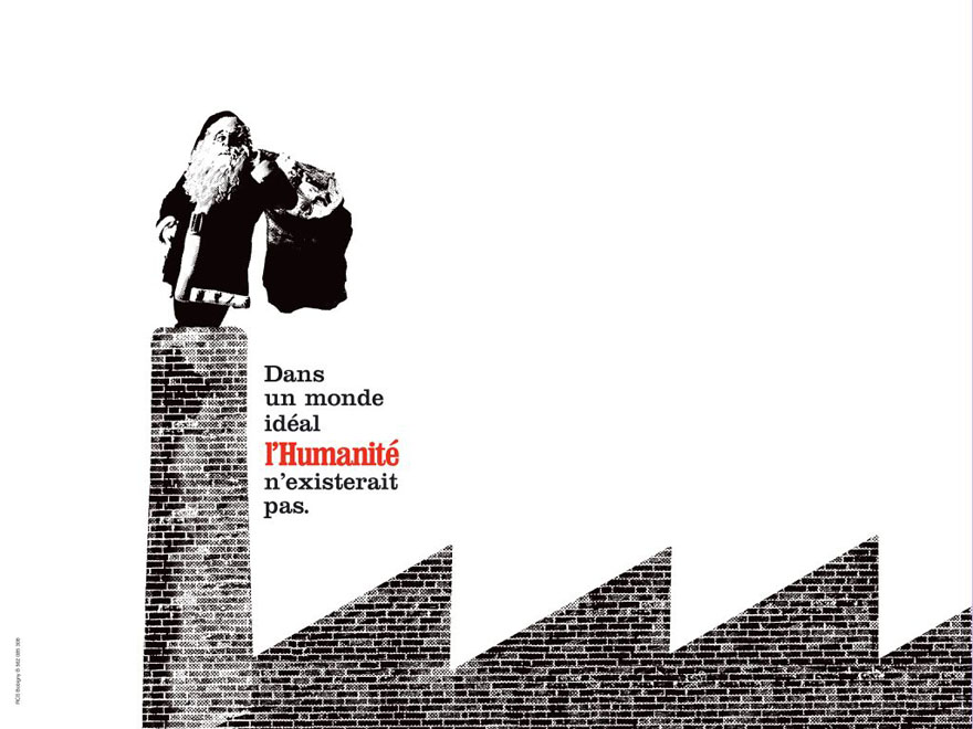 Campagne l'Humanité - Dans un monde idéal - Affiche - Usine - Père Noël