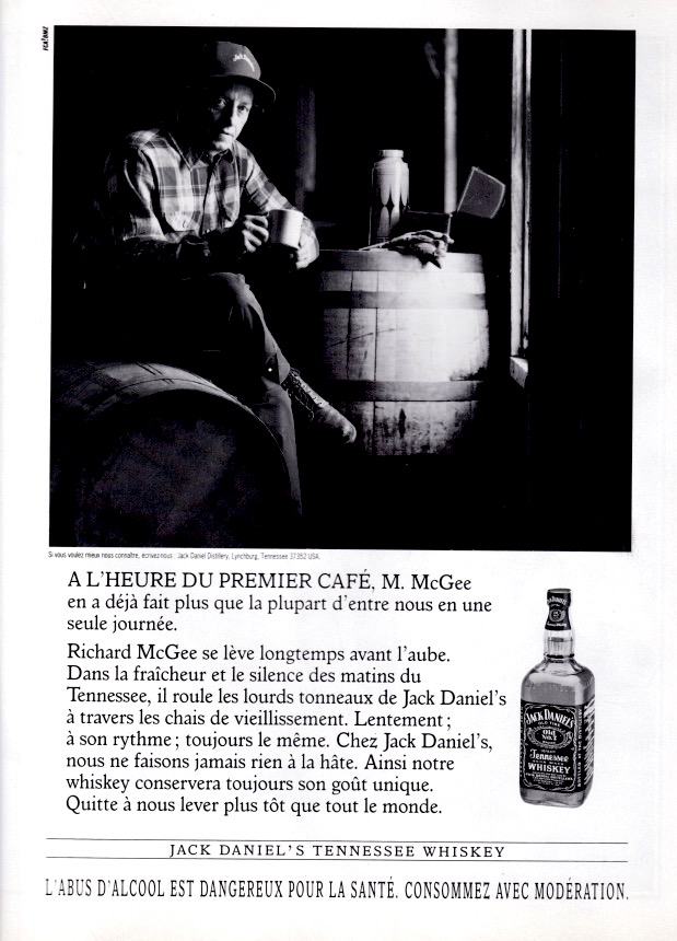 Publicité Jack Daniel's - Noir et Blanc - Barriques - A l'heure du premier café