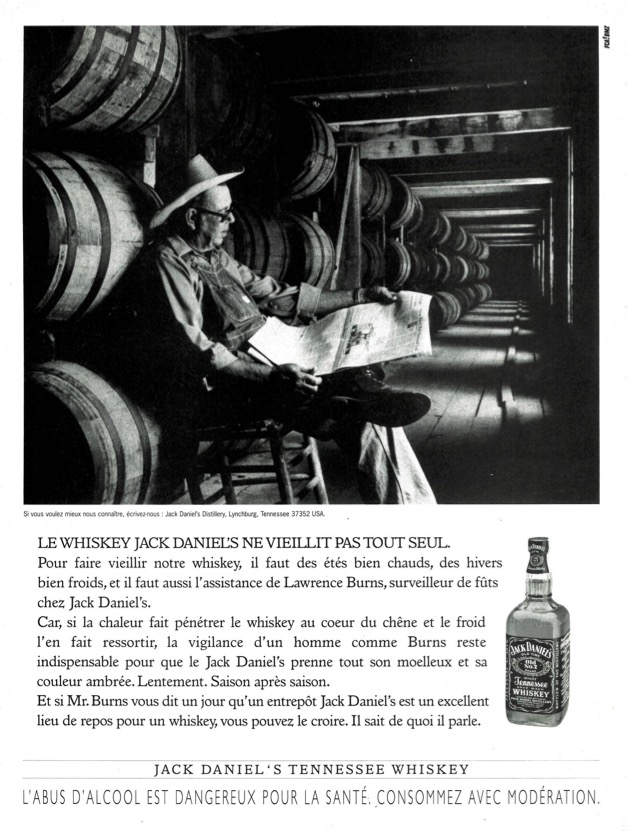 Publicité Jack Daniel's - Noir et Blanc - Barriques - Le whiskey Jack Daniel's ne vieillit pas tout seul