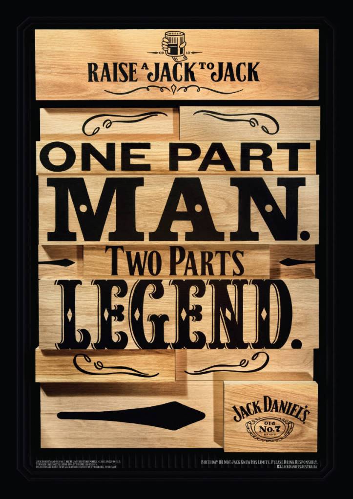 Publicité - Typographies - Caisses en bois - One part Man, Two parts Legend