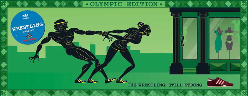 Publicité Adidas - Jeux Olympiques Athènes - Chaussures - The Wrestling still wrong