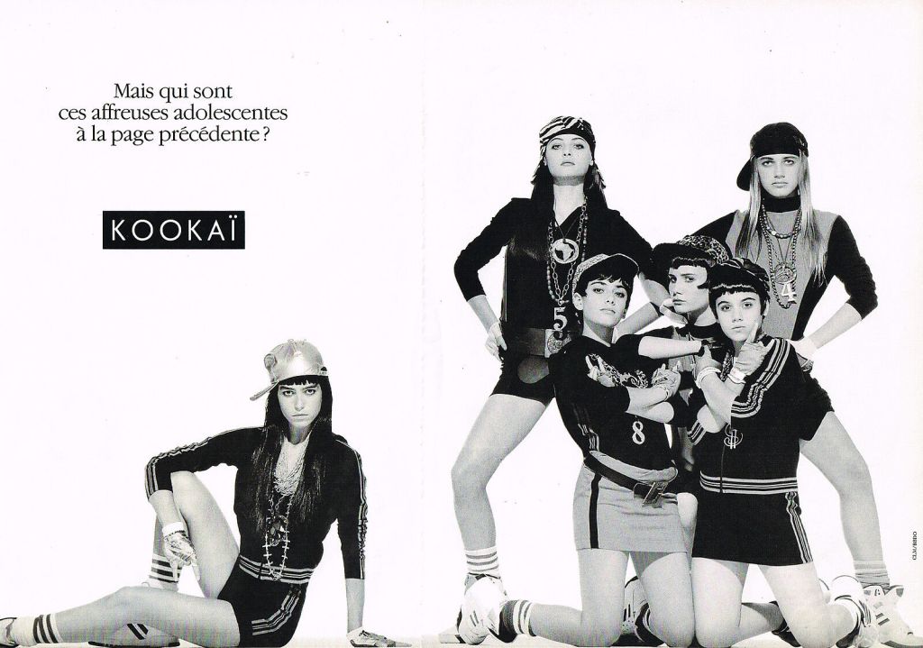 Publicité Kookaï - Noir et blanc - 1989 - Mais qui sont ces affreuses adolescentes à la page précédente