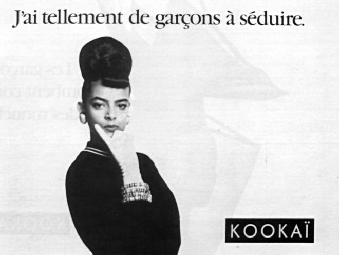 Publicité Kookaï - Noir et blanc - 1987 - J'ai tellement de garçons à séduire