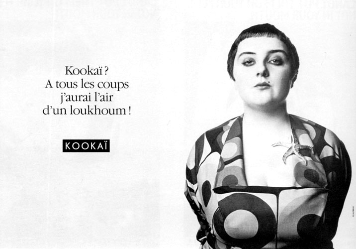 Publicité Kookaï - Noir et blanc - 1989 - Kookaï ? A tous les coups, j'aurai l'air d'un loukhoum