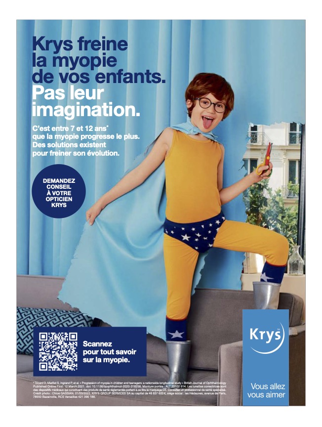 Publicité Krys - Myopie enfant - Garçon - 2022
