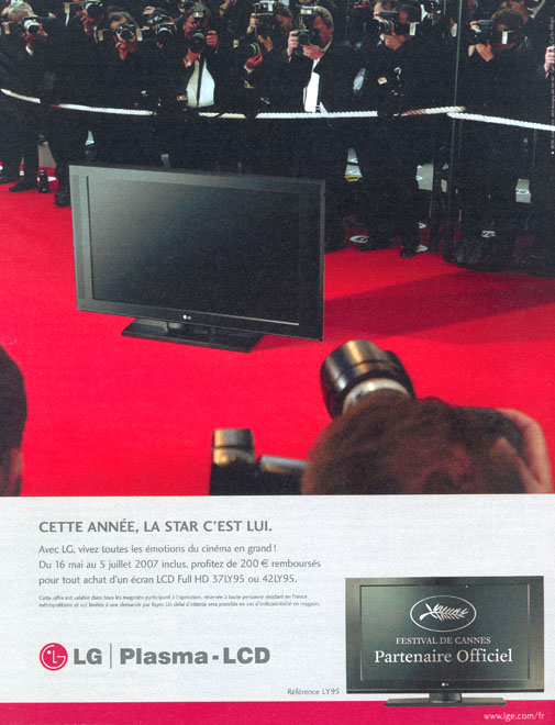 Publicité LG - Ecran Plasma LCD - Partenariat Cannes - Tapis rouge - 2007