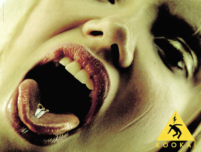 Publicité Kookaï - couleurs - 1998 - Lilliputiens - Piercing