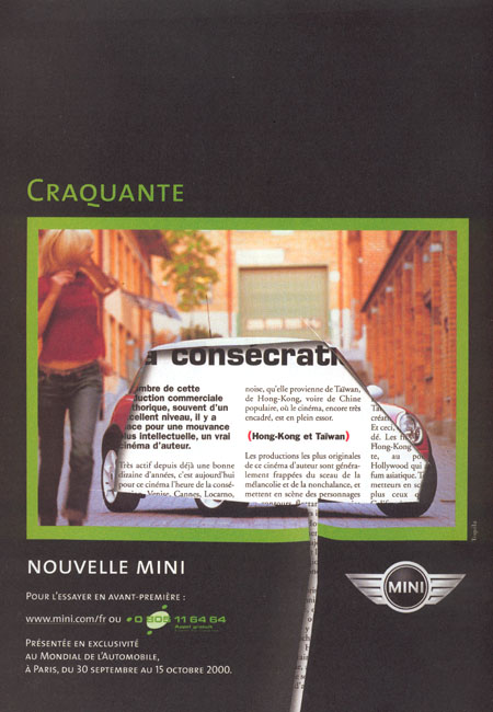 Publicité Mini - Page de magazine découpée