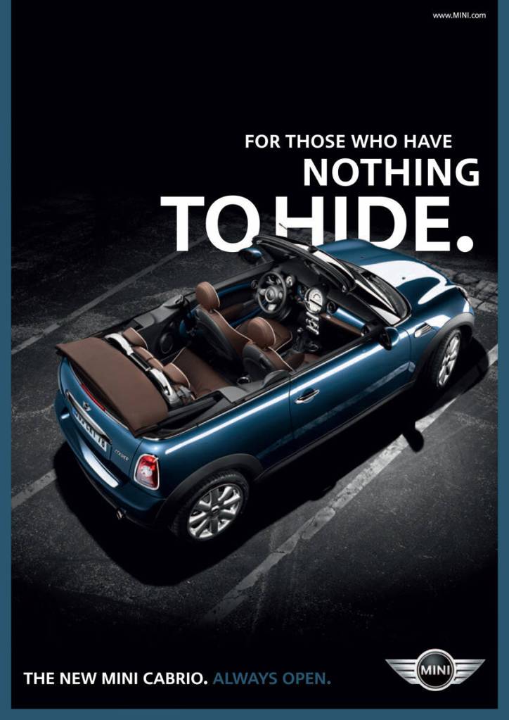 Publicité - Mini cabriolet - Allemagne - 2009 - For those who have nothing to hide