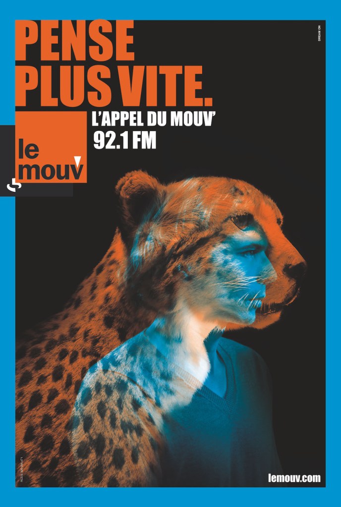 Publicité Mouv' - L'appel du Mouv' - 2011 - Pense plus vite - Guépard - Abribus
