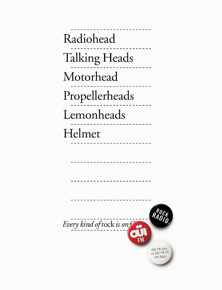 Campagne Ouï FM - Every kind of Rock - Listes - Heads