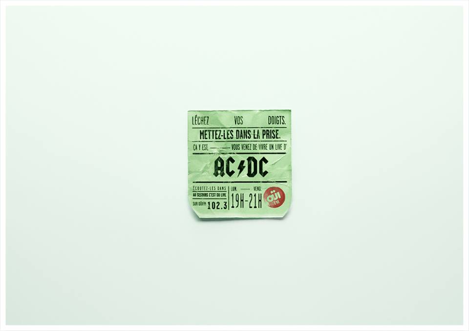 Publicité Ouï FM - Lancement Emission C'est du live - Ticket Concert - ACDC