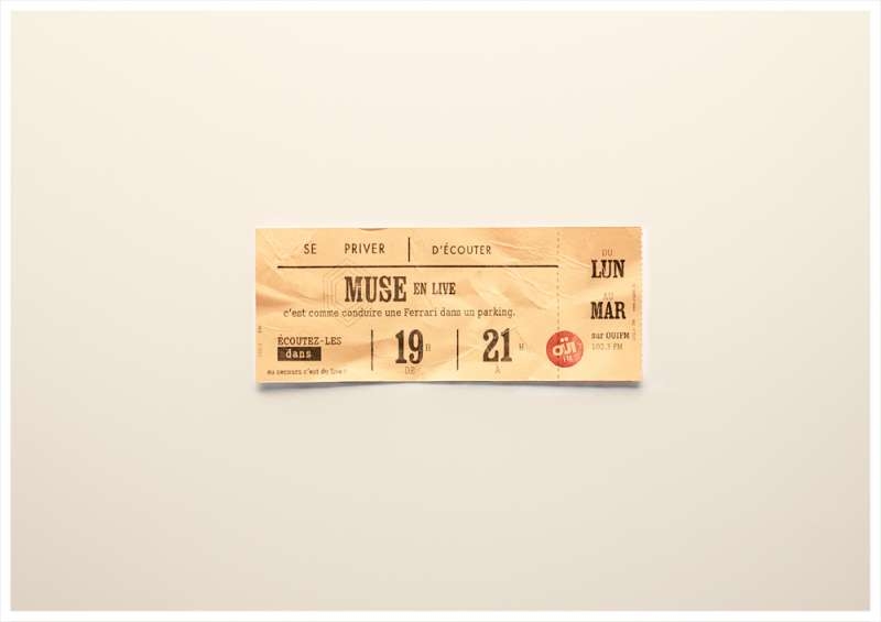 Publicité Ouï FM - Lancement Emission C'est du live - Ticket Concert - Muse