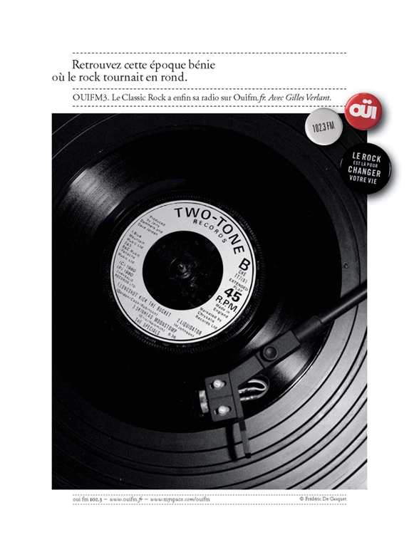 Publicité OuïFM - Programmations - Le Classic Rock - 45 tours
