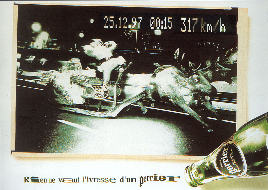 Publicité Perrier-Rien ne vaut l'ivresse d'un Perrier - Père Noël flashé