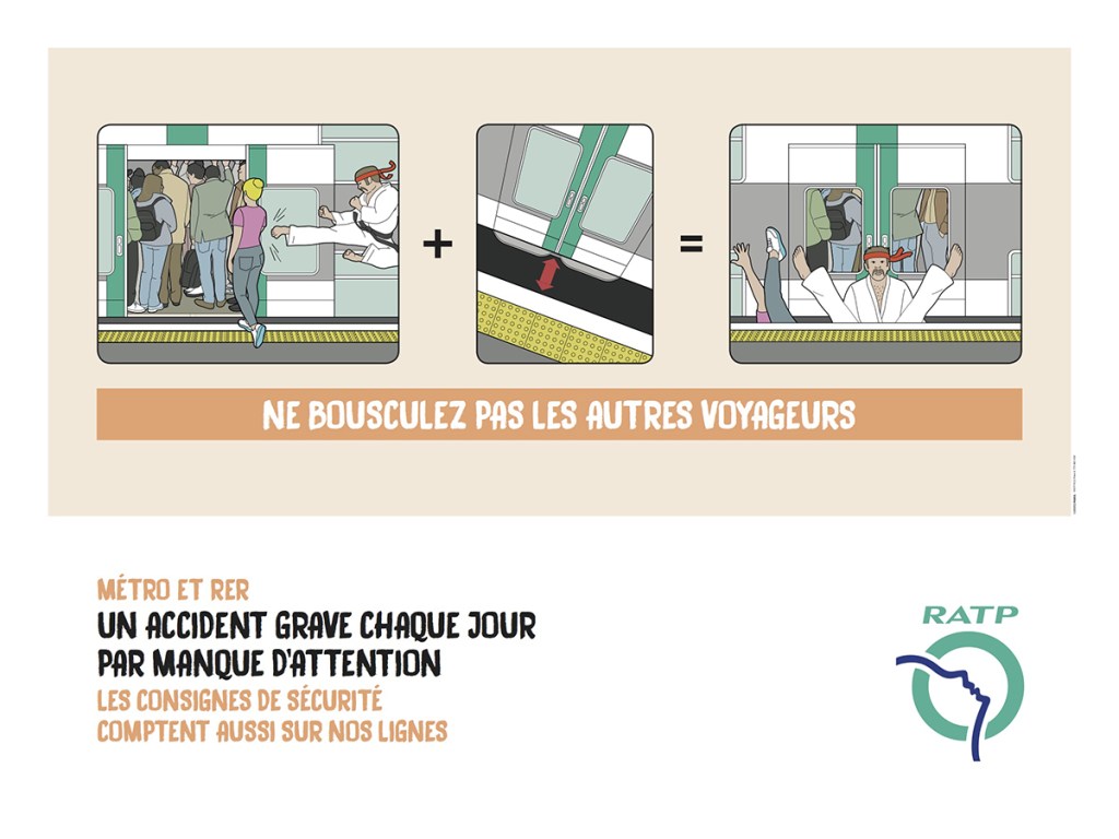 Affiches RATP - Consignes de sécurité - Ne bousculez pas les autres voyageurs