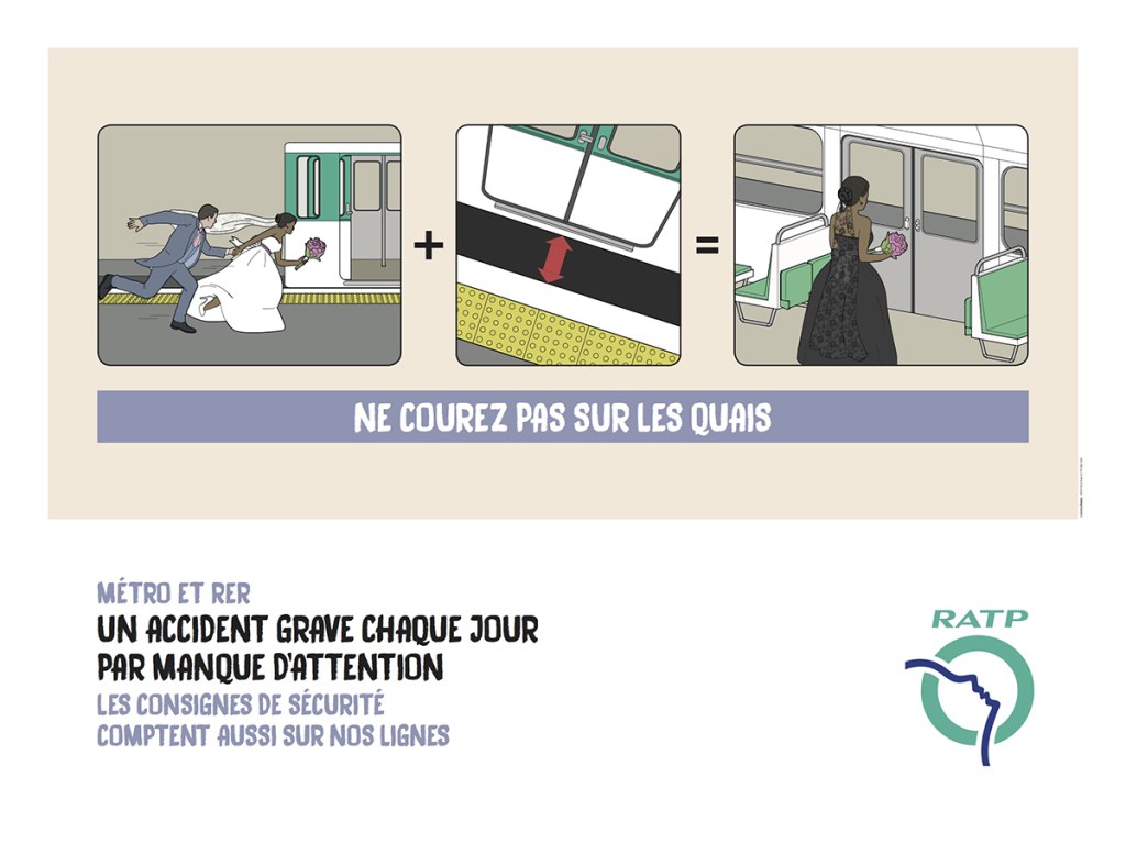 Affiches RATP - Consignes de sécurité - Ne courez pas sur les quais
