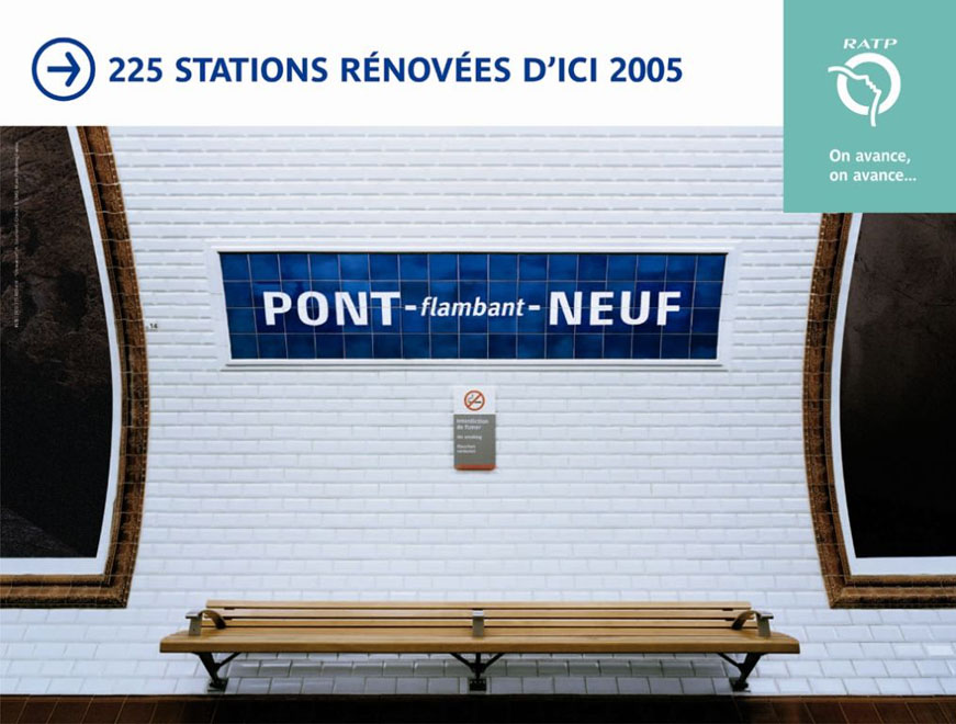 Affiches RATP - On avance, on avance -225 stations rénovées d'ici 2005