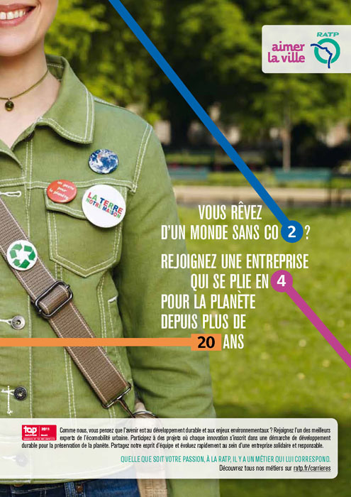 Campagne RATP - Aimer la ville - Recrutement - Vous rêvez d'un monde sans CO2