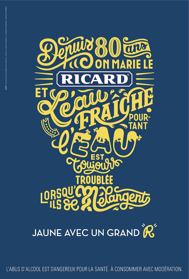 Publicité Ricard - Calligrammes - Eau troublée