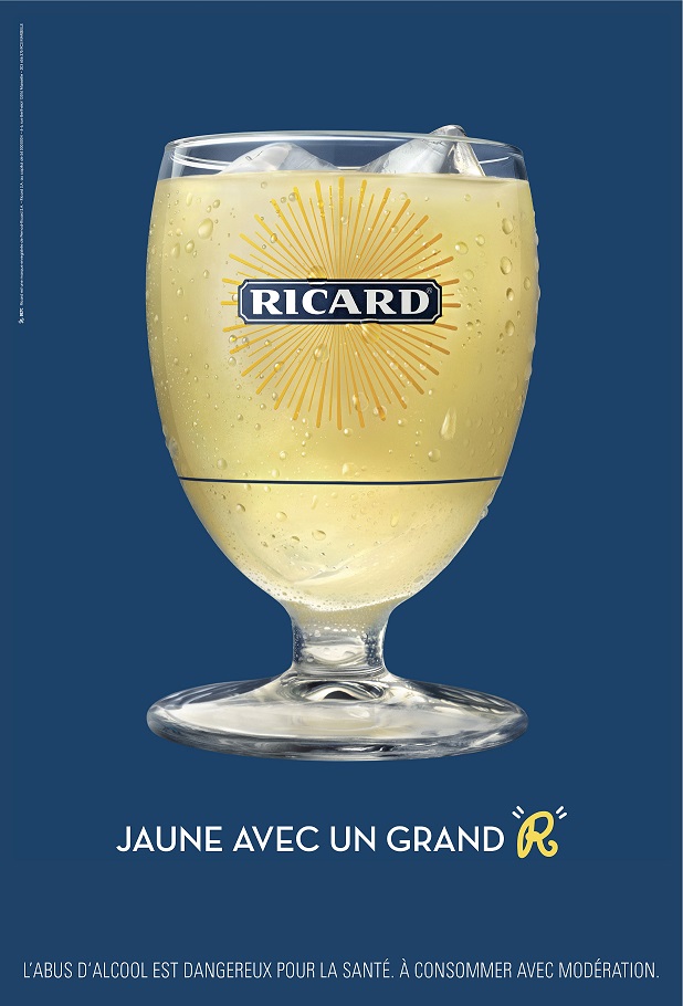 Publicité Ricard - Calligrammes - Photo - Jaune avec un grand R
