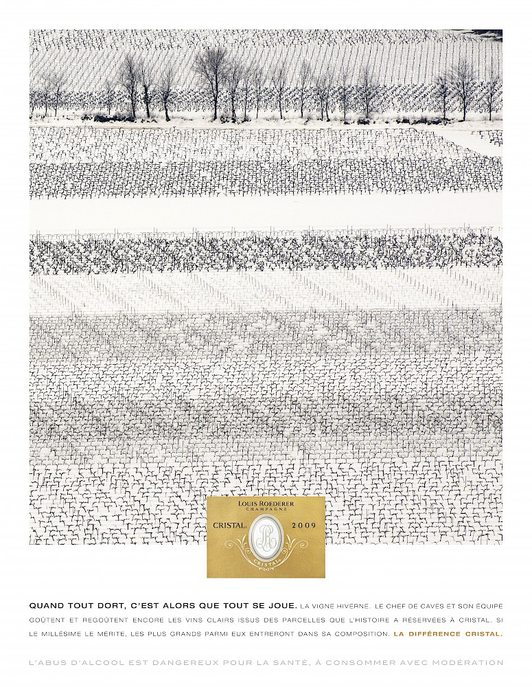 Publicité Roederer - Champagne Cristal - 2016 - Champ sous la neige