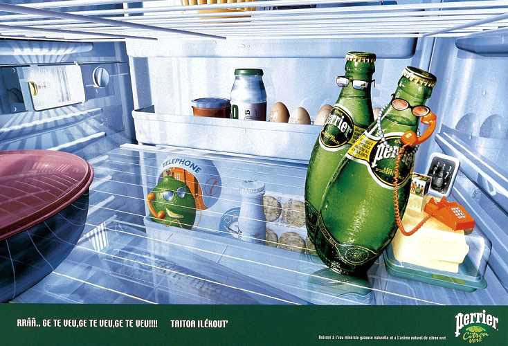 Publicité Perrier Citron - Réfrigérateur- Adultère - Coup de fil