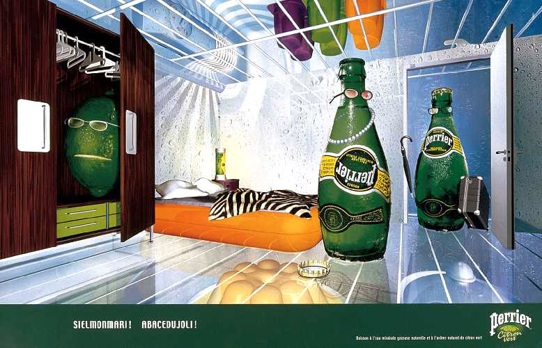 Publicité Perrier Citron - Réfrigérateur- Adultère - Vaudeville
