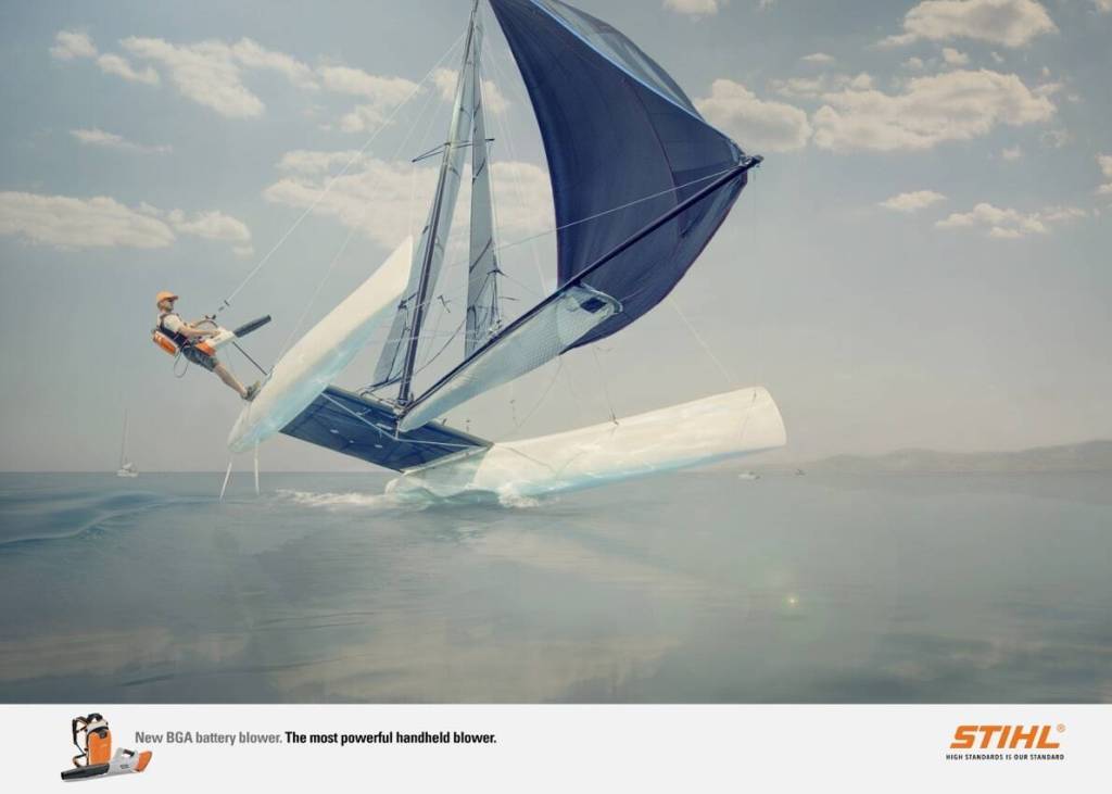 Publicité Stihl - Souffleur - Catamaran