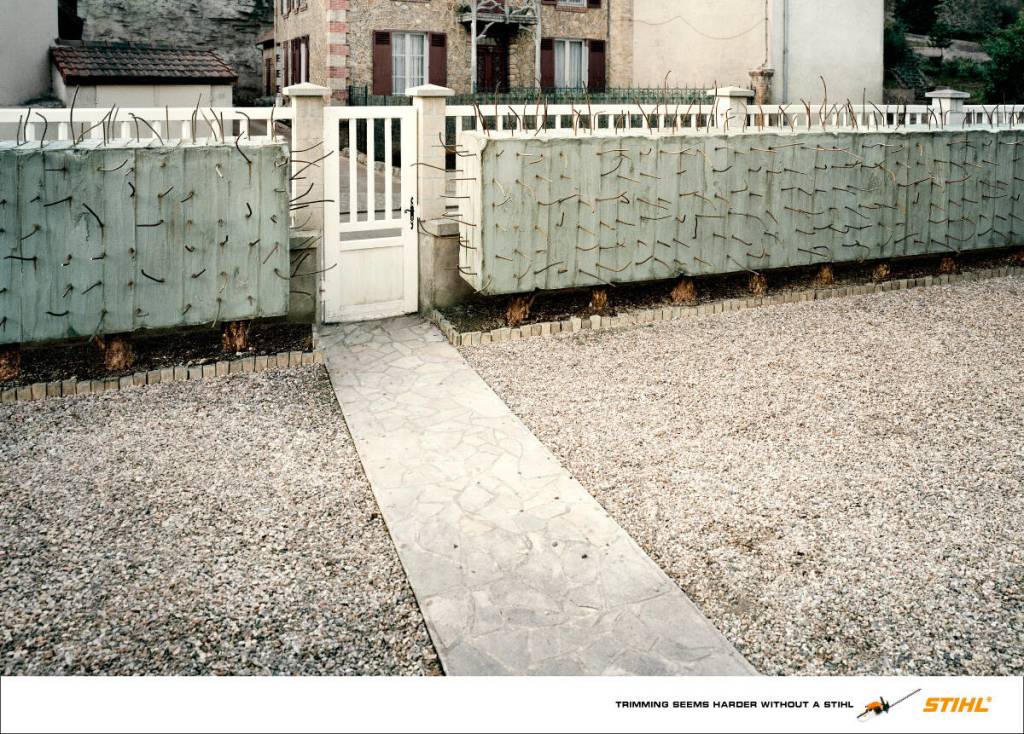 Publicité Stihl - Difficile sans Stihl- 2008 - Haies - Béton