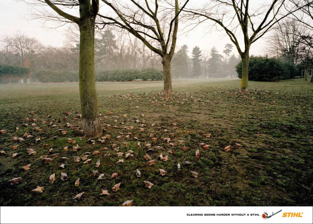 Publicité Stihl - Difficile sans Stihl- 2008 - Feuilles enclumes